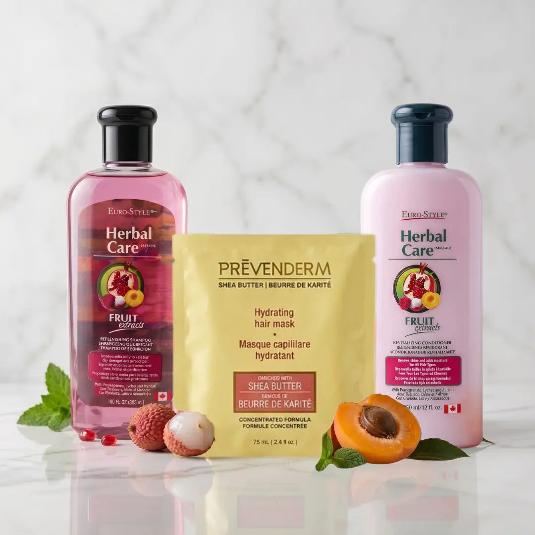 Herbal Care – Pack Duo Extraits de Fruits, Shampoing, Après-Shampoing & Masque