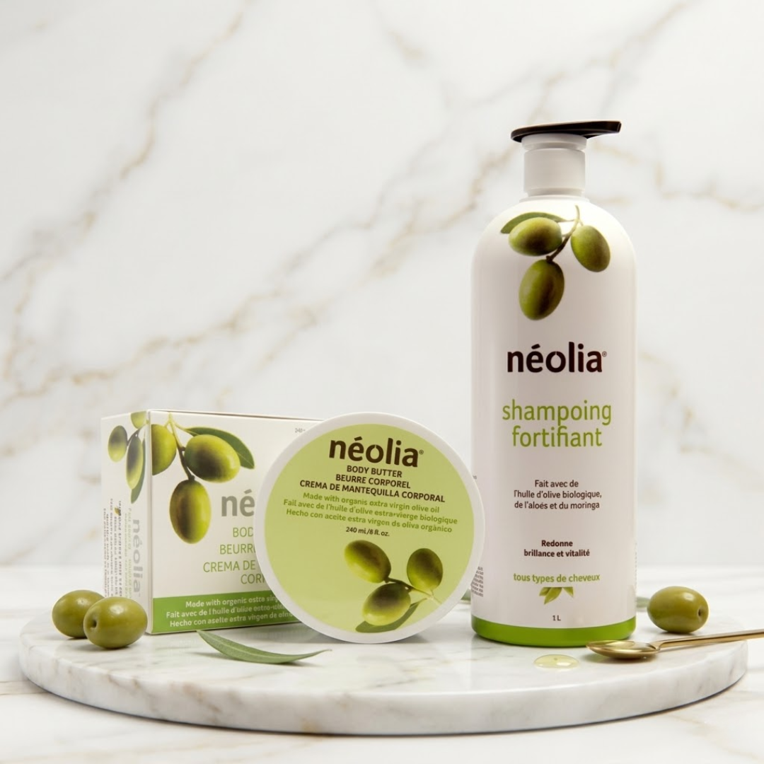 Néolia – Bundle Soin Complet, Shampoing 1L & Crème Corps, Olive Bio