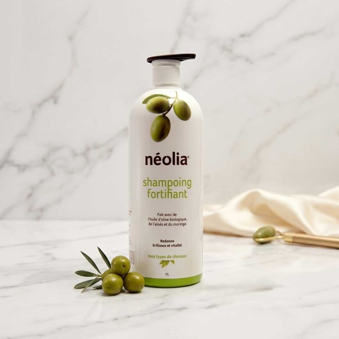 Néolia – Shampooing Fortifiant, Huile d'Olive Bio, Aloès & Moringa, 1L