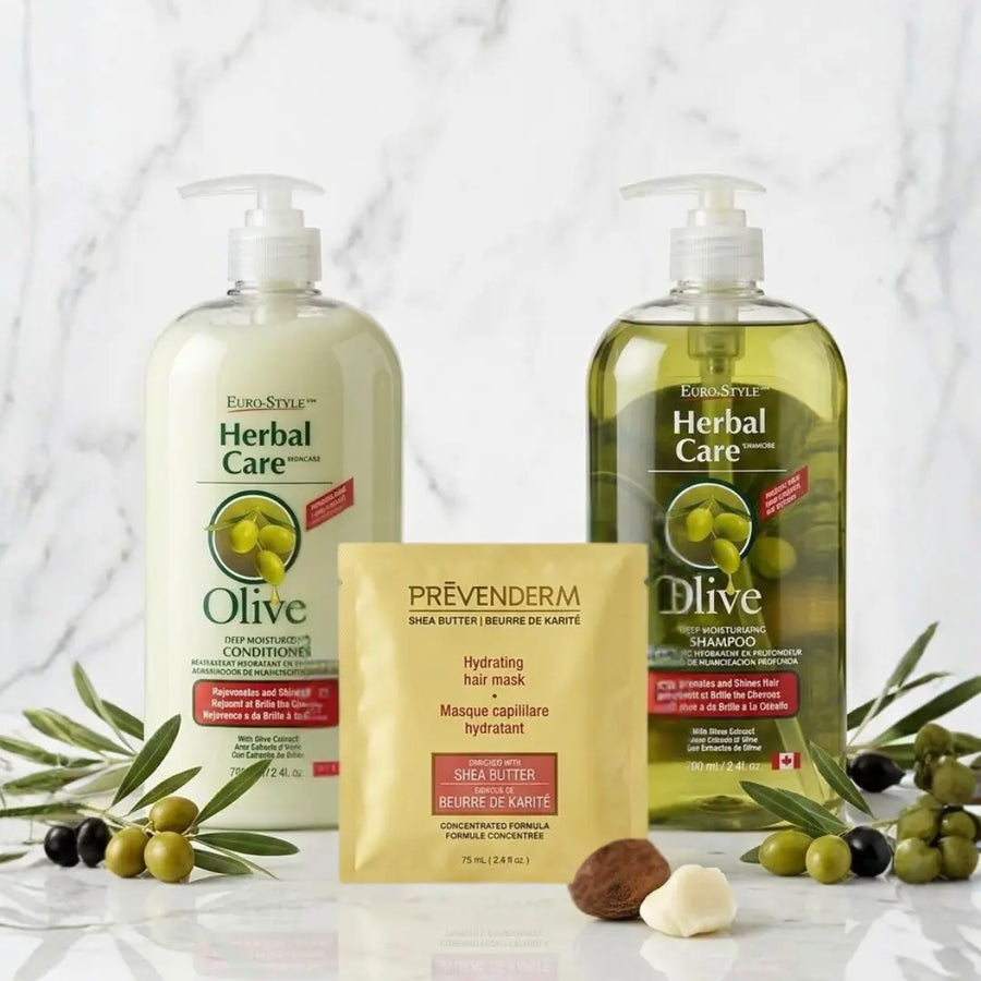Herbal Care – Pack Hydratant, Shampoing, Après-Shampoing Olive & Masque 2x700ml