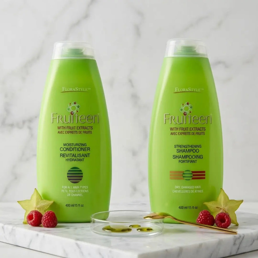 Fruiteen – Pack Shampooing & Après shampoing Fortifiant, Extrait de fruits, 2x400ml