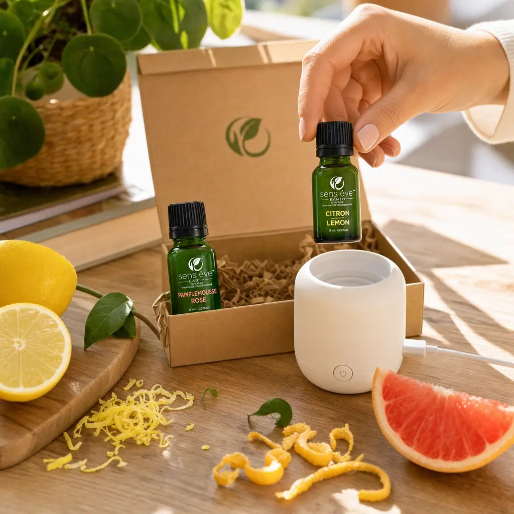 Sens Ēve – Kit Énergie & Concentration, Citron, Orange et Eucalyptus, 15ml