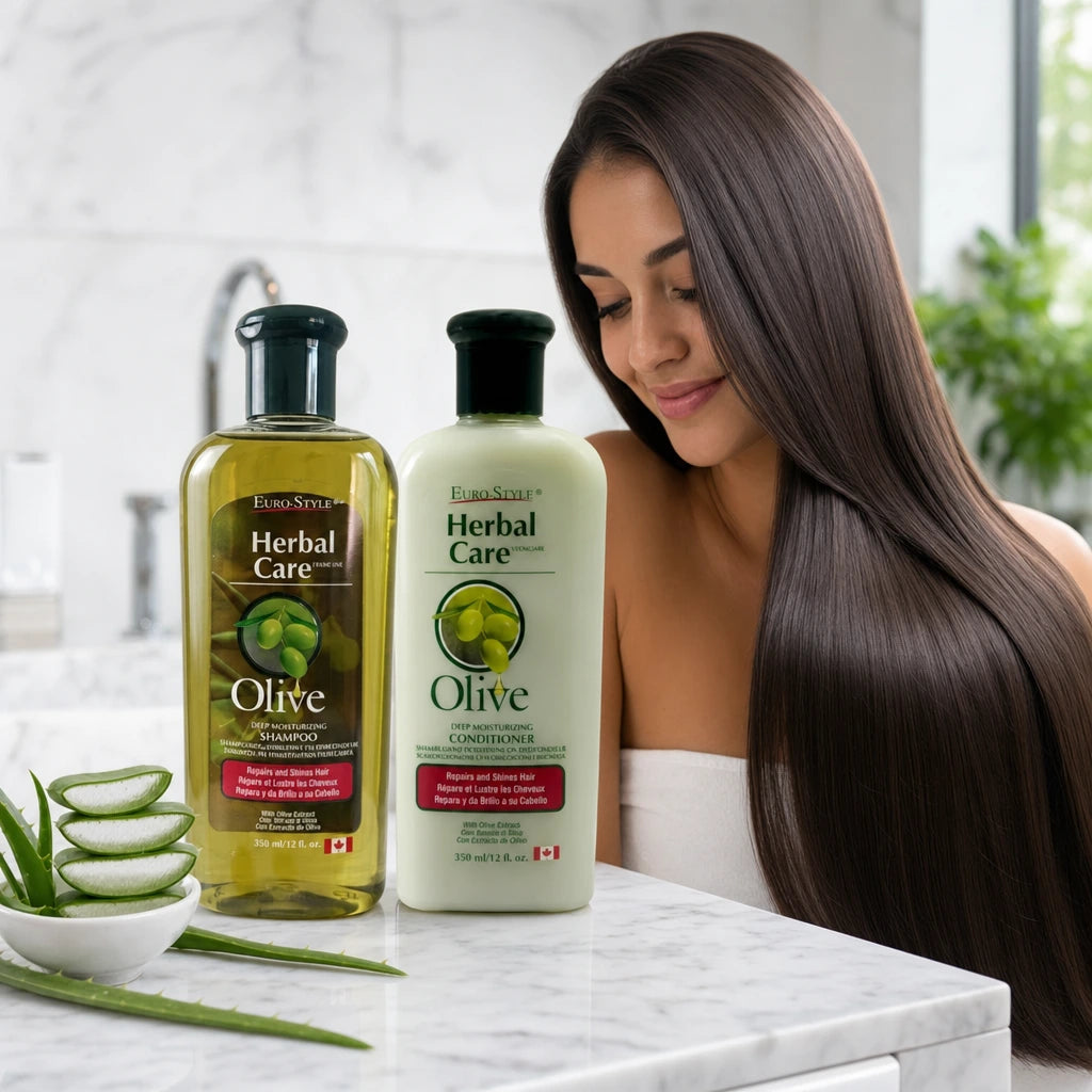 Herbal Care – Pack Hydratant, Shampoing, Après-Shampoing Olive & Masque 2x350ml